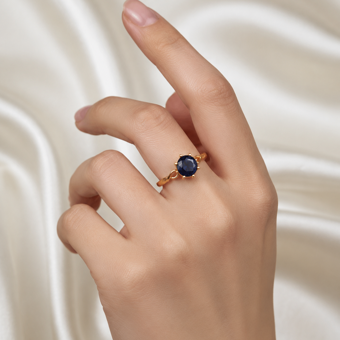 Dainty Round Gemstone Stacking Rings | Minimalist Pink & Blue Crystal Gold Bands