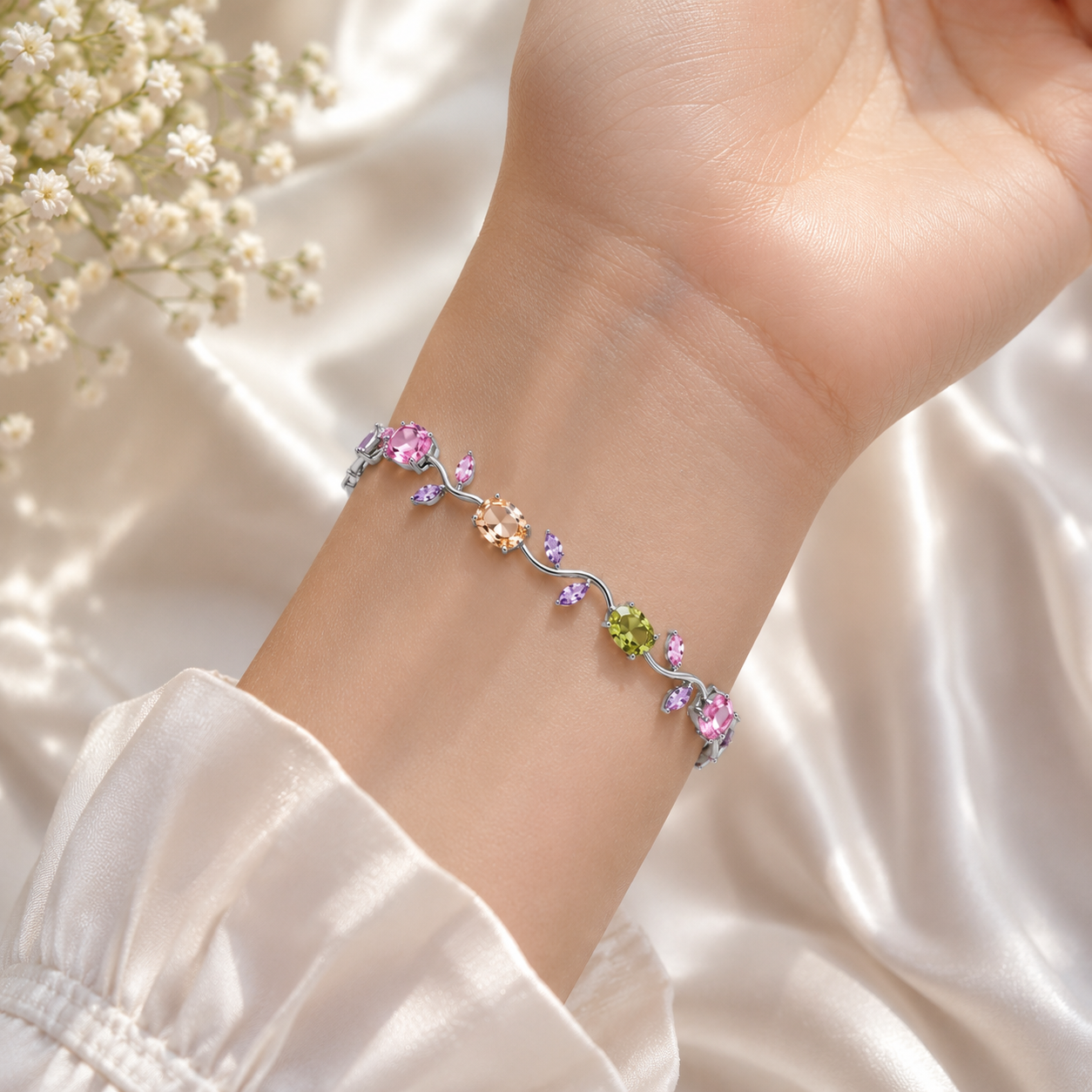 Tulip Bracelet – Elegant Floral Jewelry | Silver Plated | Vionmart