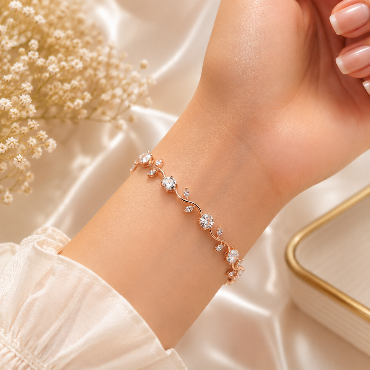 Tulip Bracelet – Elegant Floral Jewelry | Gold Plated | Vionmart